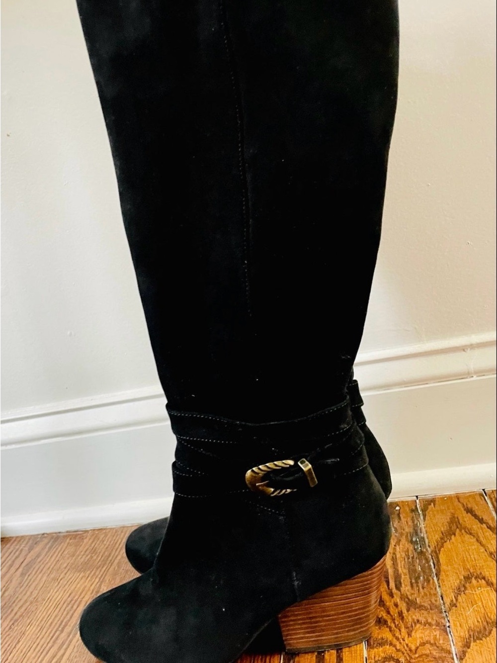 Bella Vita Black Suede Accent Boot with Illustrated details on the sole